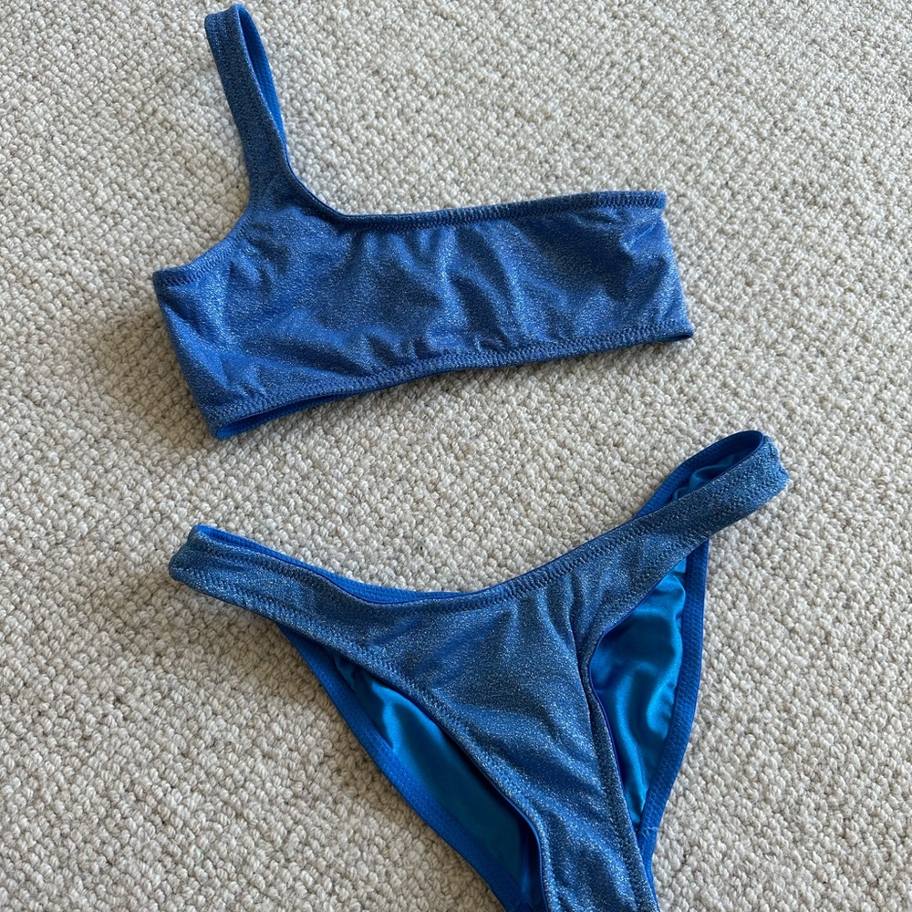 Triangl Bikini One Shoulder Blue Sparkle